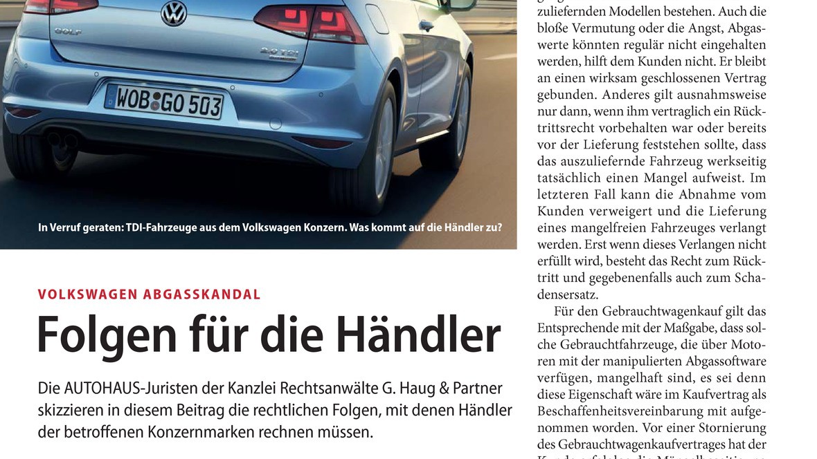 Vw Abgasskandal Folgen