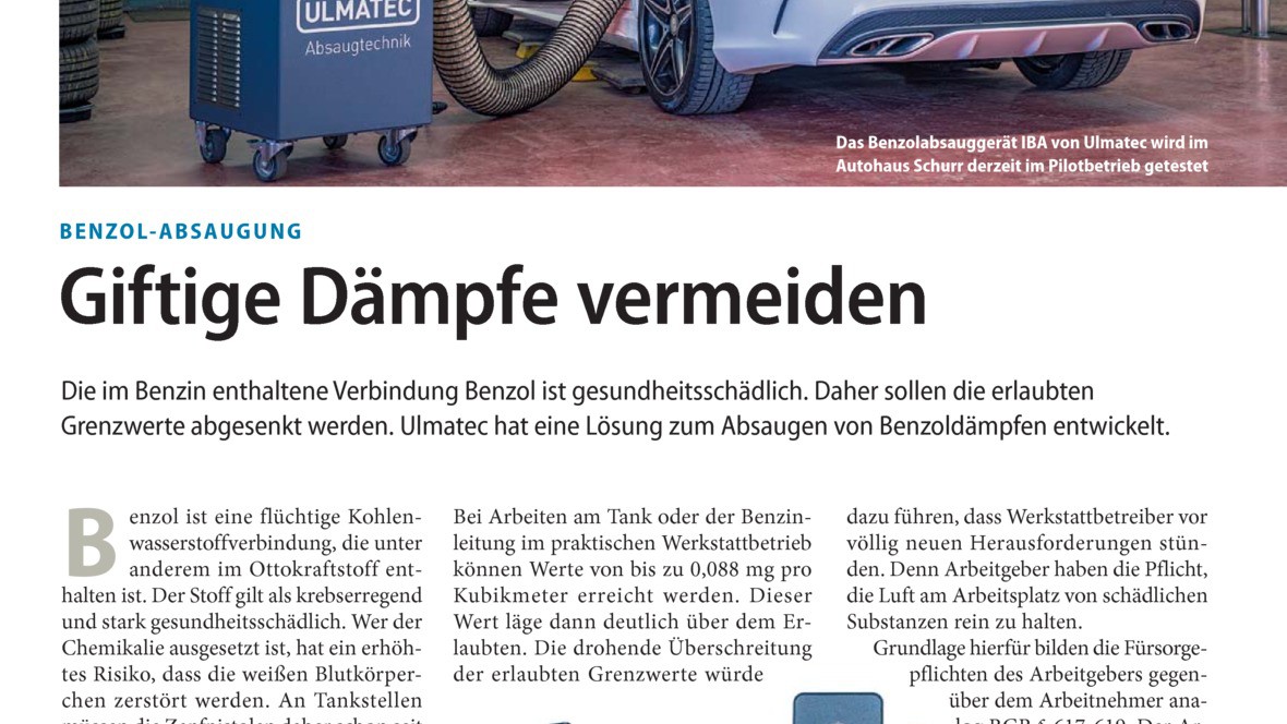 Benzol-Absaugung: Giftige Dämpfe vermeiden