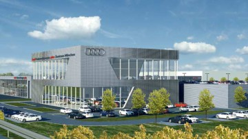 München-Eching: Richtfest für Gebrauchtwagen-"Flaggschiff" von Audi