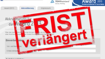 Award für Kundenzufriedenheit: TÜV Rheinland verlängert Bewerbungsfrist 