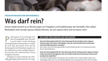 Produktneuheiten Motorenöle: Was darf rein?