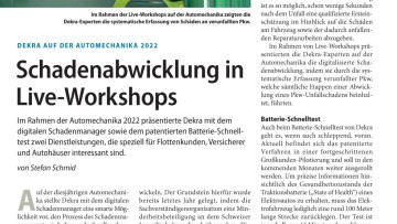 Dekra auf der Automechanika 2022: Schadenabwicklung in Live-Workshops