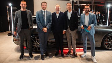 V.l.n.r Gerd Hartmann (Geschäftsführer, Gerhard Hartmann GmbH), Marcus König (Oberbürgermeister Nürnberg), Markus Kugler ( Geschäftsführer, Feser, Graf & Co. Automobil Holding), Yves Becker-Fahr (Leiter Vertrieb Deutschland Audi) und Moderator Marvin Flei