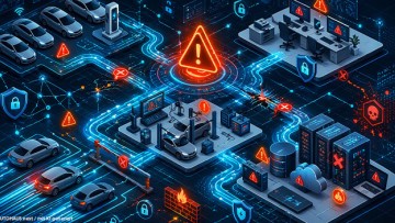 Abstraktes Bild eines Cyber-Notfalls in einem Autohaus