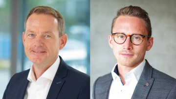 Porträtbilder von Hartmut Abeln, CEO Business Unit Mobility TÜV NORD (links) und Prof. Dr. Benedikt Maier, stellvertretender Direktor des Instituts für Automobilwirtschaft (IfA)