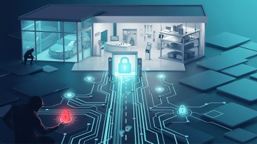 Autohaus mit Leiterbahnen die Computer Verbindungen aufzeigen mit stilisierten  Hackern