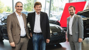 V.l.n.r.: Christian Scherer (Geschäftsführender Gesellschafter Scherer Gruppe), Günter Hofmann (Geschäftsführender Gesellschafter Hofmann + Scherer) und Francisco Illing (Geschäftleiter Walldorf)