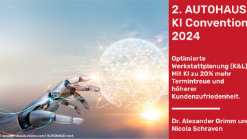 Symbolbild KI und der Titel des Vortrags von Dr. Alexander Grimm und Nicola Schraven