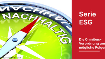 Kompass, der in Richtung Nachhaltigkeit zeigt, und der Titel des Kurses 