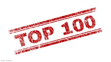 Roter Schriftzug "Top 100" auf weißem Grund