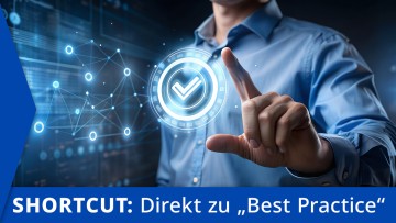 Key Visual Best Practice, Hand berührt digitales Häkchen