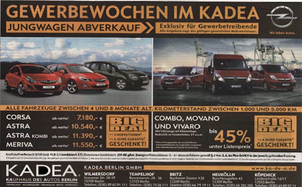 Anzeige Opel Kadea