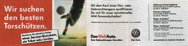 Volkswagenzentrum in Augsburg Anzeige