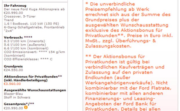 Ford Neuwagenkonfigurator