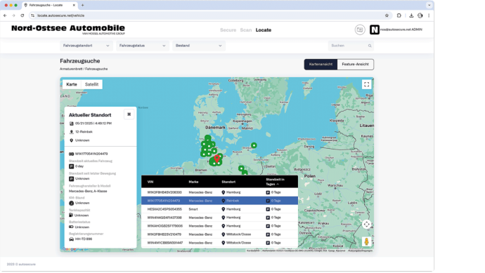 Screenshot der Locate App