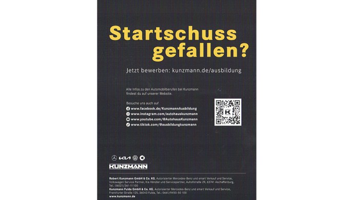 Ausbildungsstrecke im Autohaus Kunzmann