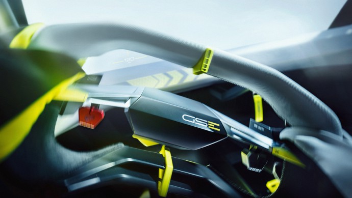 Das schlanke Racing-Lenkrad der neuen Opel-Studie.