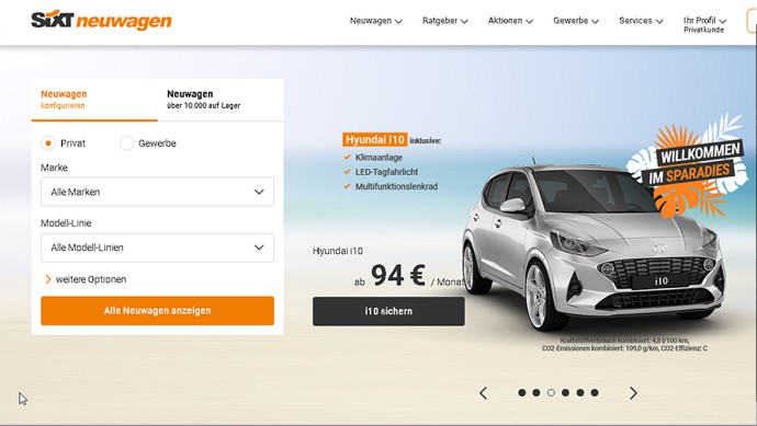 Sixt Angebot Neuwagen