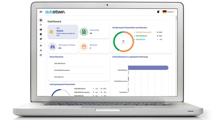 Laptop mit Ansicht der Firma Visi One autotwin
