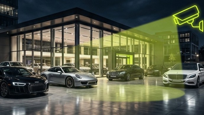 Symbolbild Kamera überwacht Autohaus