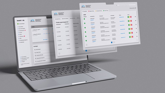 Laptop mit Screenshots verschiedener bezahl.de Tools