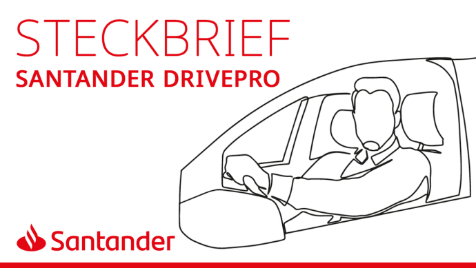 Linienzeichnung eines Autofahrers am Steuer als Keyvisual für Santander DrivePro