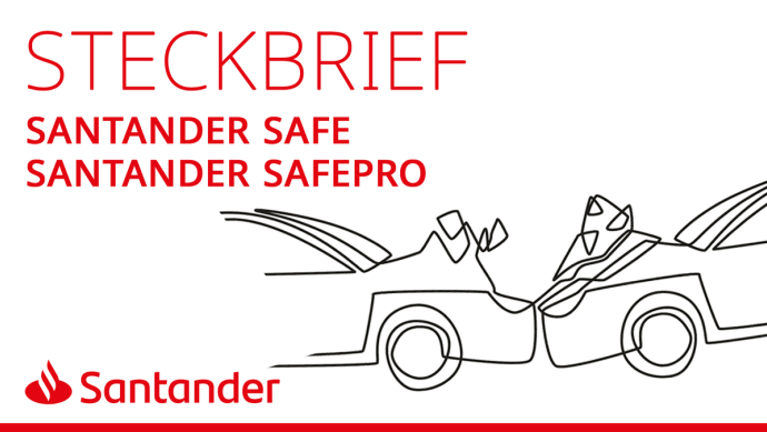 Linienzeichnung eines Autounfalls, Keyvisual für Santander Safe und SafePro