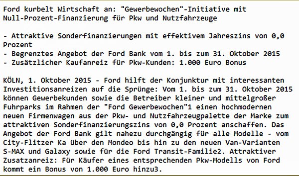 Ford -"Gewerbewochen"