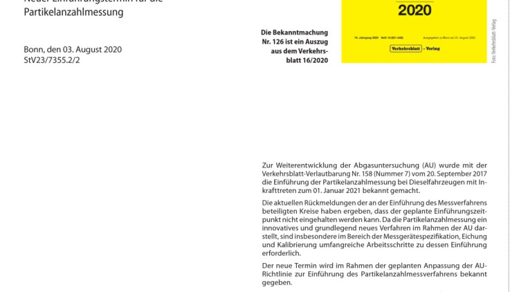 Auszug Vkbl. Amtlicher Teil Seite 527, Heft 16/2020: Verkehrsblatt