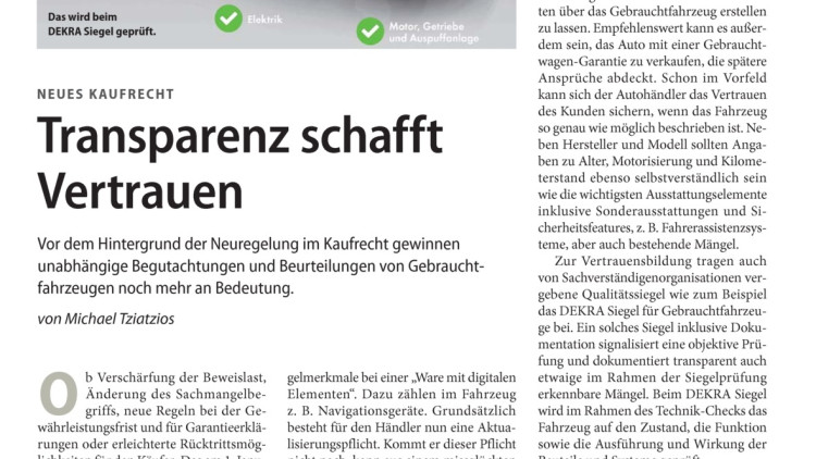 Neues Kaufrecht: Transparenz schafft Vertrauen