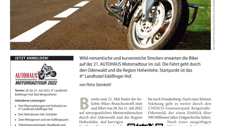 AUTOHAUS Motorradtour 2022: Bikertreff im Odenwald