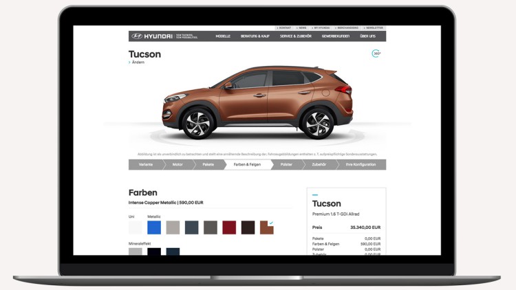 Internet: Neuer Fahrzeugkonfigurator bei Hyundai