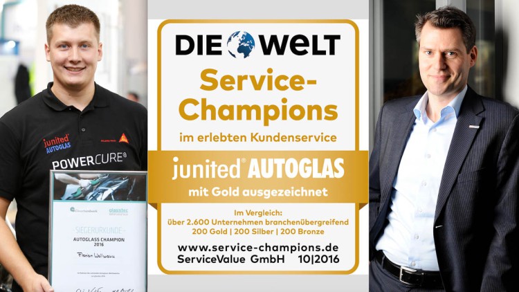 Kunden-Votum: junited AUTOGLAS bestätigt Gold als Service Champion Kunden-Votum: junited AUTOGLAS bestätigt Gold als Service Champion