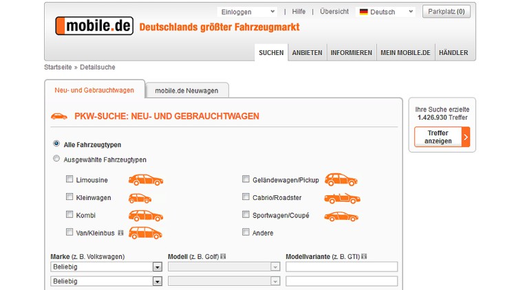 AUTOHAUS GW-Bestseller, Teil 1: Gesamtübersicht Suchkriterien