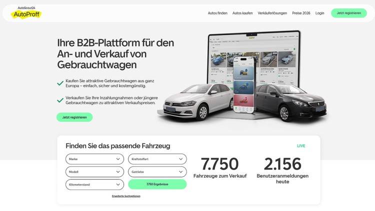 Screenshot der Website Autoproff.de
