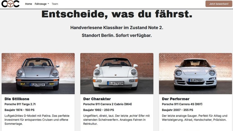 Webiste des Car Owners Clubs