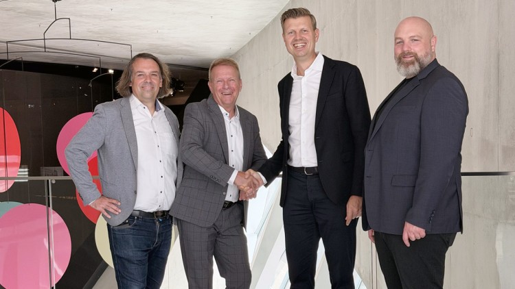 V.l.n.r.: Benjamin Hübner, Geschäftsführer Kabema, Olaf Kühle, Head of Sales & Cooperation Kabema, Daniel Hennig, Geschäftsführer Evosec, und Sebastian Reinemann, Head of Sales DACH Evosec
