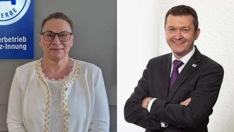 Gabriela Msuya, Hauptgeschäftsführerin des sächsischen Landesverbands, und Benjamin Klatt, Bereichsleiter Vertrieb Kfz bei Bank11