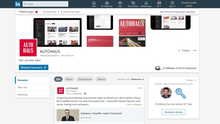 Social Media: AUTOHAUS jetzt auf LinkedIn