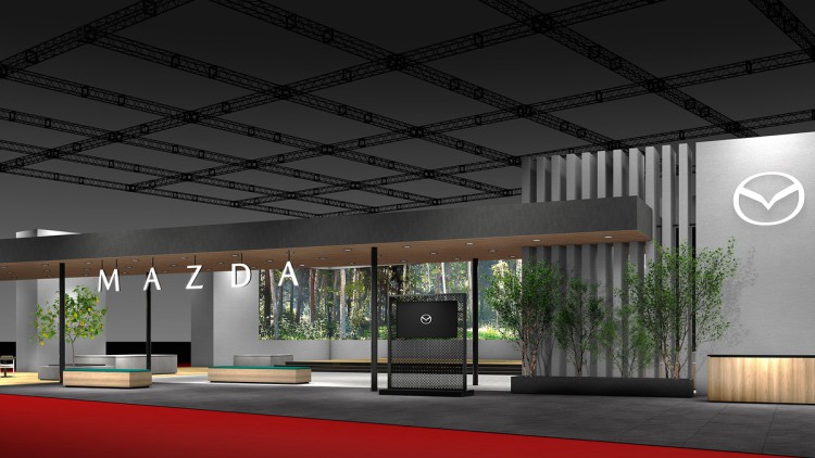 Mazda: Neues Logo, neue Concept Cars Mazda-Stand mit neuem Mazda-Logo