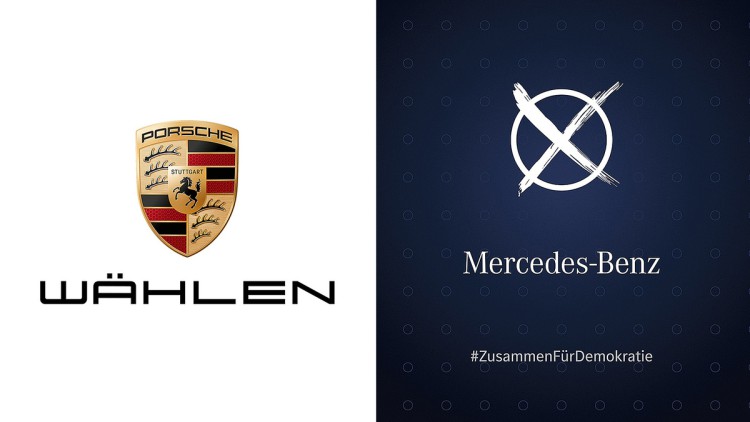 Mercedes und Porsche unterstützen die Kampagne 'ZusammenFürDemokratie