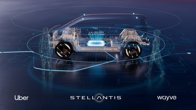 Stellantis, der britische KI-Spezialist Wayve und der Fahrdienstvermittler Uber wollen gemeinsam fahrerlose Robotertaxis der Stufe 4 auf globaler Ebene entwickeln und einsetzen
