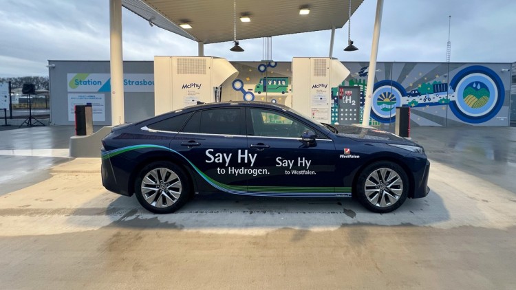 Die öffentliche Wasserstoff Tankstelle im Elsass.