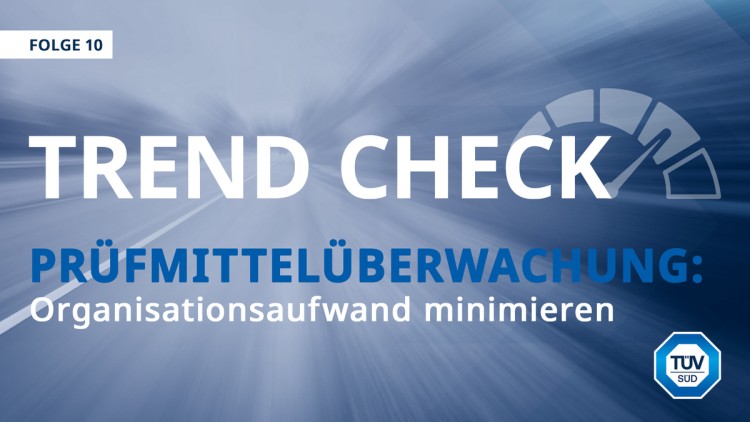TÜV SÜD Trend Check Key Visual mit Tacho und Logo zur Prüfmittelüberwachung