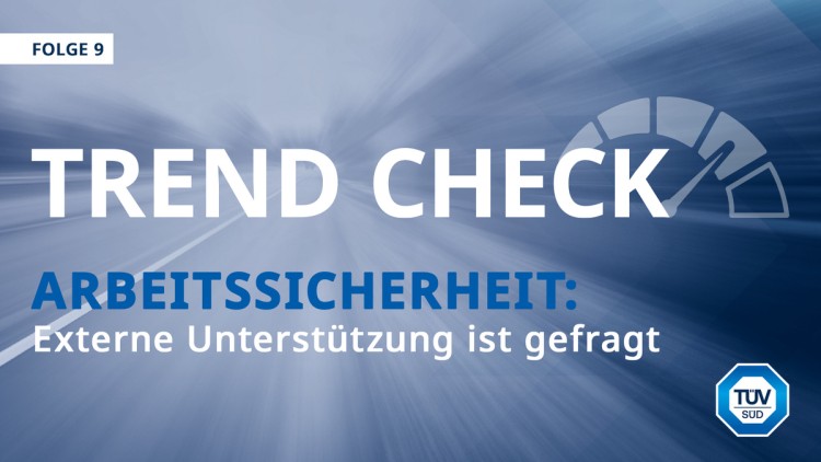 TÜV SÜD Trend Check Key Visual mit Tacho und Logo zur Arbeitssicherheit