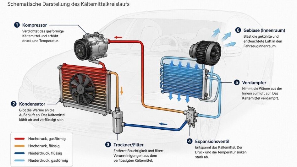 Der Aufbau einer Klimaanlage ist relativ einfach