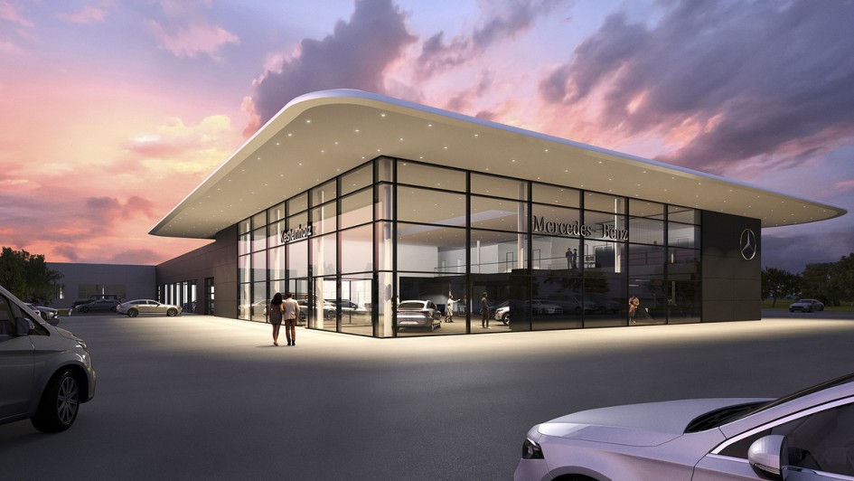 Kestenholz Gruppe: Mercedes-Benz Autowelt in Neustadt - Richtfest und Visualisierung