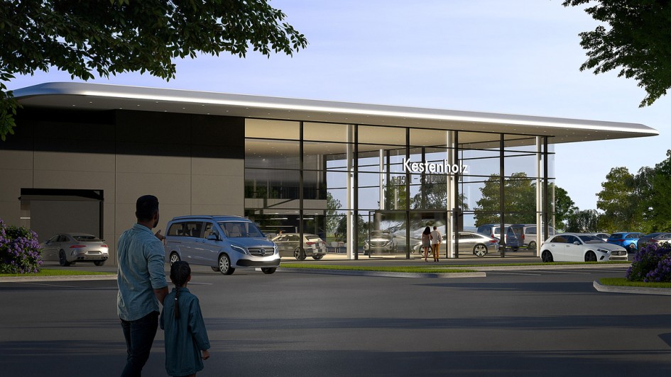 Kestenholz Gruppe: Mercedes-Benz Autowelt in Neustadt - Richtfest und Visualisierung